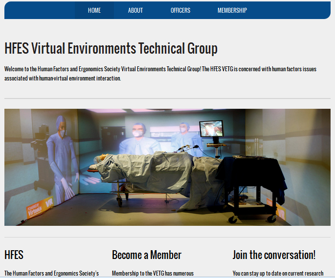 HFES VETG website homepage image (August 2013)